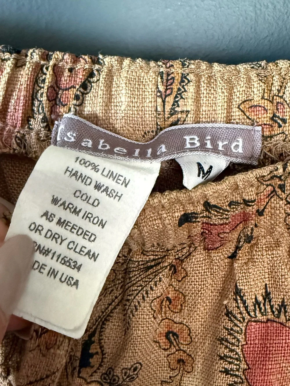 Isabella bird Boho Floral Wide-Leg linen Pants sz medium